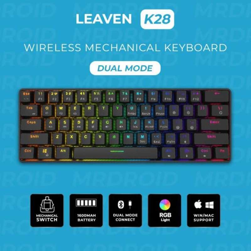 Promo Leaven K28 Rgb Wireless Gaming Keyboard Mechanical ...