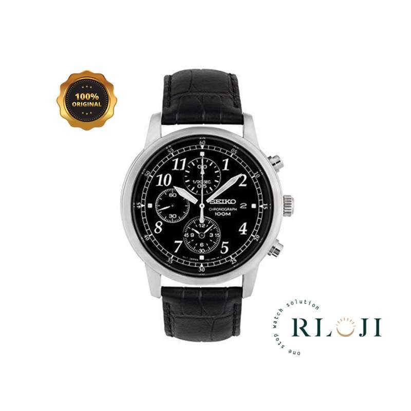 Jual SEIKO Chronograph SNDC33 SNDC33P1 Men Black Dial Black