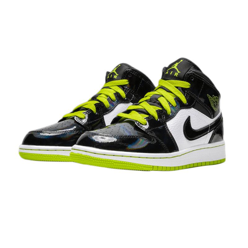 Jordan 1 mid black cyber mystic green online