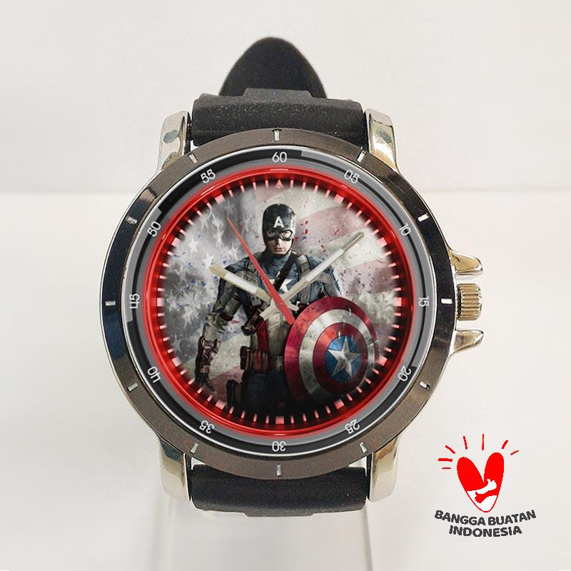 Hd Custom Captain America Art 03 Jam Tangan Custom Unisex Multicolor