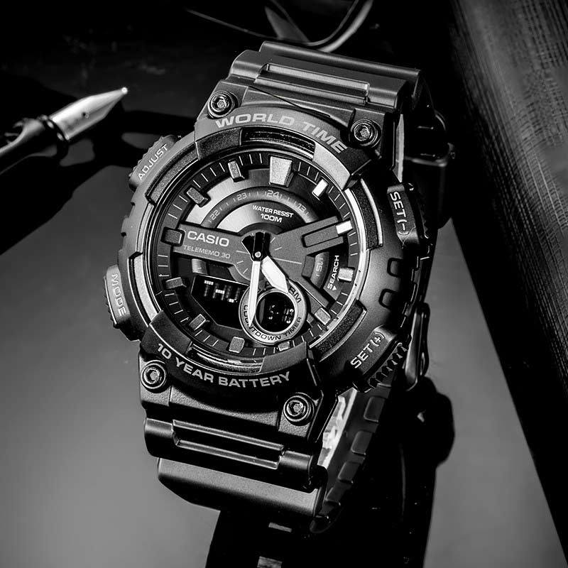 casio g shock digital jam tangan pria aeq 110w 1b aeq 110w 1b original