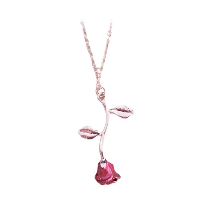 Promo Elegant Women Enamel Rose Pendant 