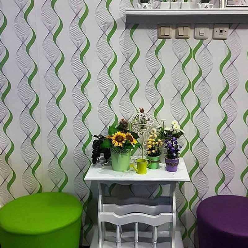 Jual Oem Motif Gelombang Wallpaper Dinding Hijau 10m X