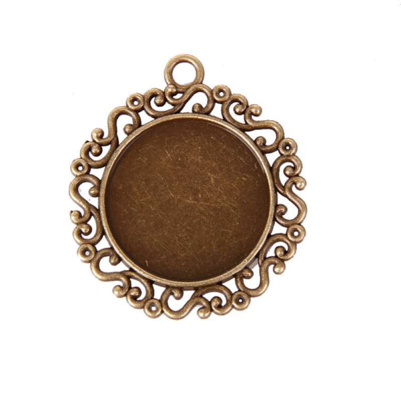 Cabochon Pin Setting Brooch Bronze Round Cameo Steampunk Findings Lot of 10 