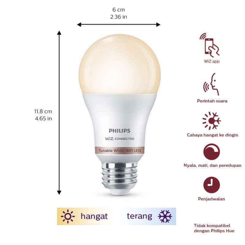 Jual Philips Smart Wi Fi Bohlam Lampu Led Tunable White 9 W Online September 2020 Blibli Com