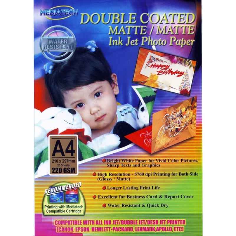 Jual Mediatech 32001 Double Coated Photo Paper A4 220 Gsm Matte 20 Sheet Terbaru September 2021 Harga Murah Kualitas Terjamin Blibli