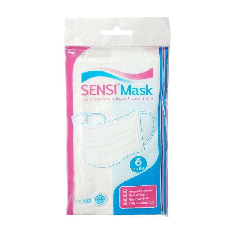 Jual Sensimask 3ply Earloop Surgical Face Mask White 6 Masker Sensi 3 Lapis 6 Lembar Putih Online Desember 2020 Blibli