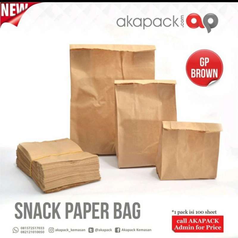 KANTONG KERTAS PAPER BAG MAKANAN POLOS uk 32x19+10cm