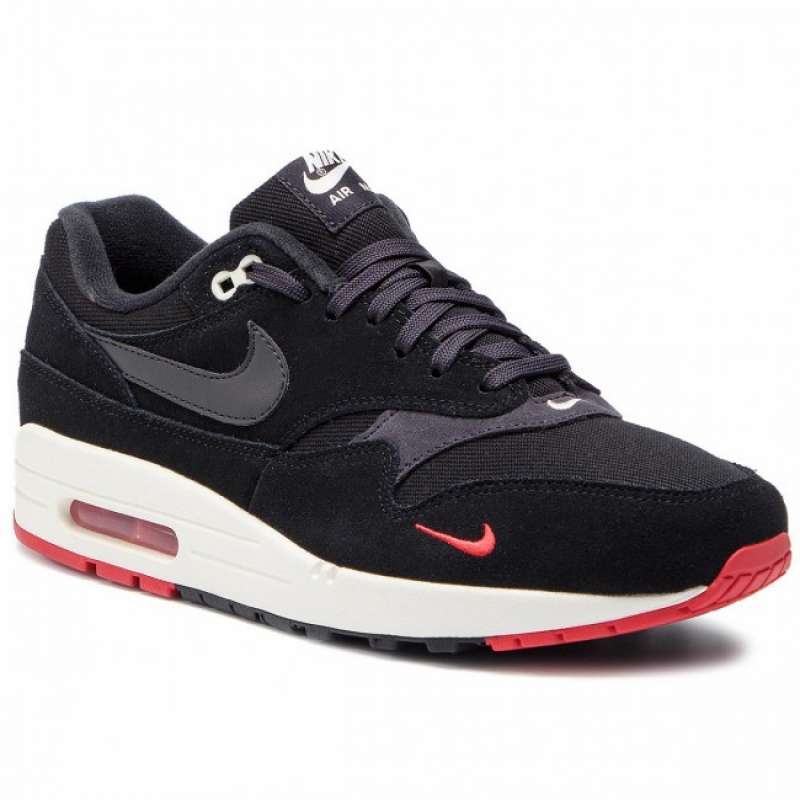 Sepatu Nike Air Max 1 Black Oil Grey Red BNIB Original