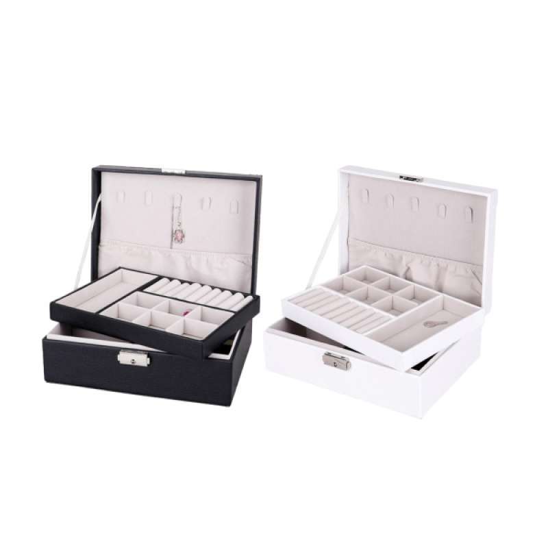 Jual 2pcs Jewelry Case Jewelry Box For Women Jewelry Organizer With Lock Multi Compartments For Earrings Bracelets Rings Watches Necklaces Online Januari 2021 Blibli