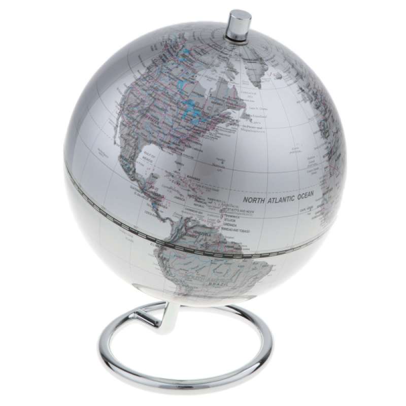 5 5 small alloy globe desktop rotating world map craft desk decor silver