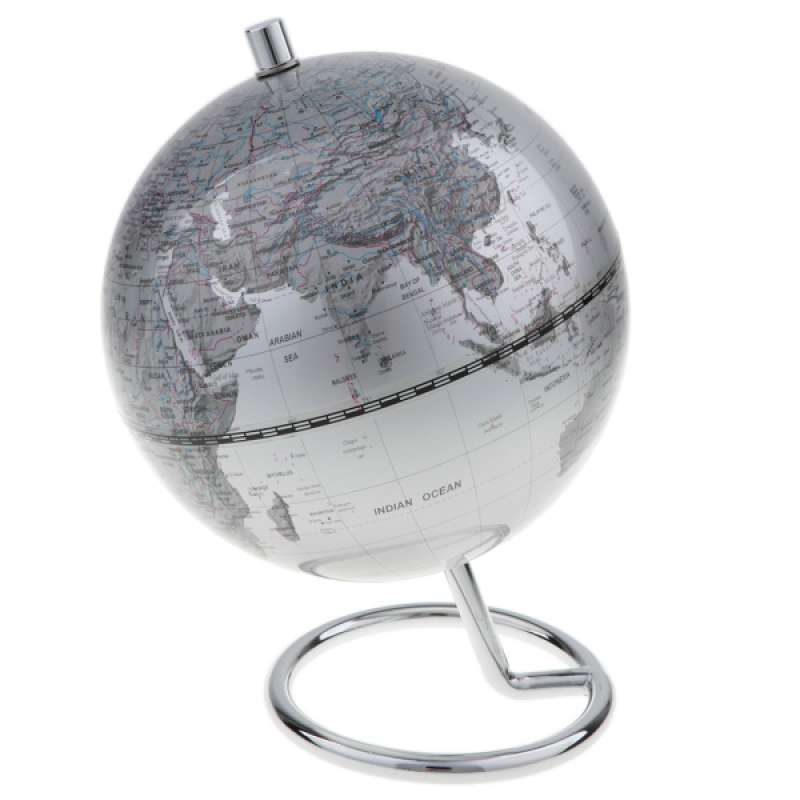 5 5 small alloy globe desktop rotating world map craft desk decor silver
