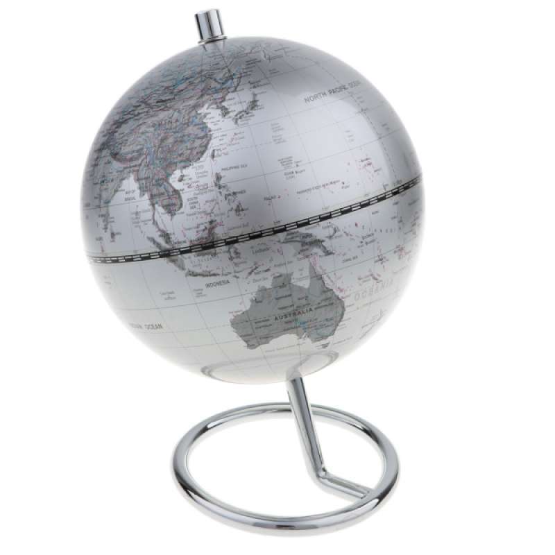 5 5 small alloy globe desktop rotating world map craft desk decor silver