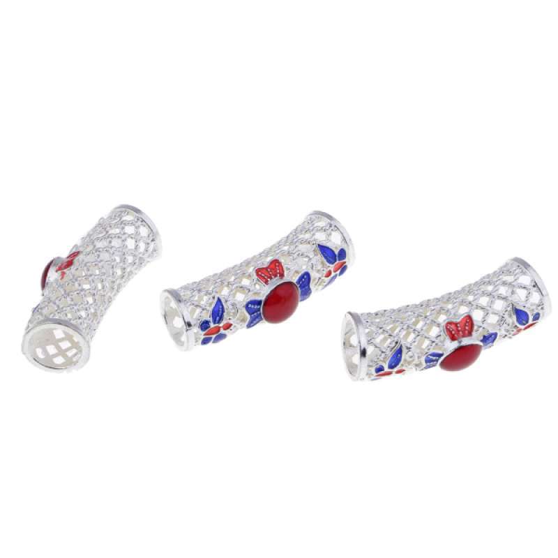 Promo 3 Pcs Tibetan Silver Curved Tube 