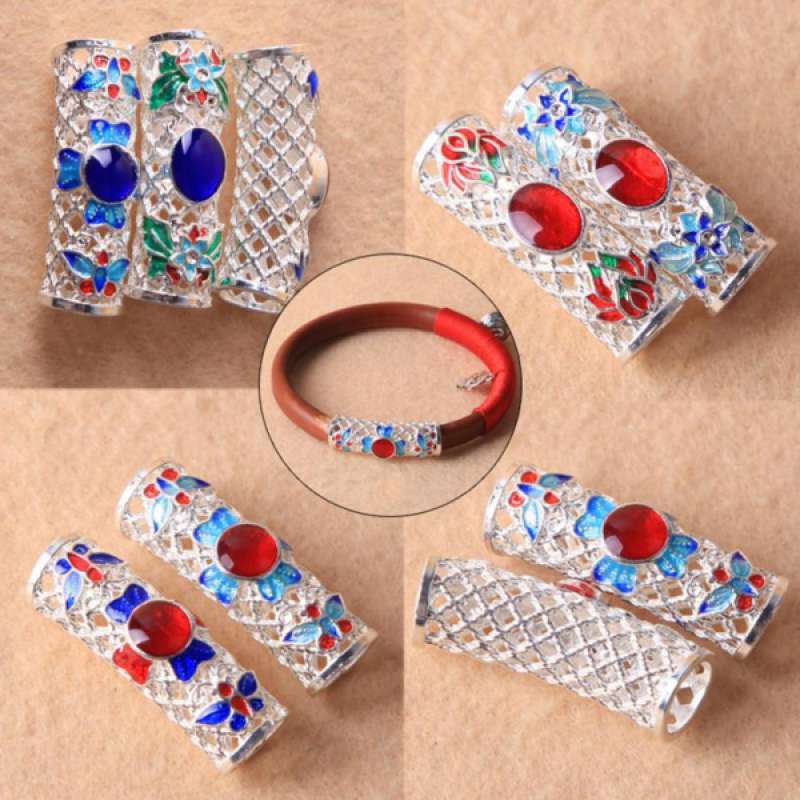 Promo 3 Pcs Tibetan Silver Curved Tube 
