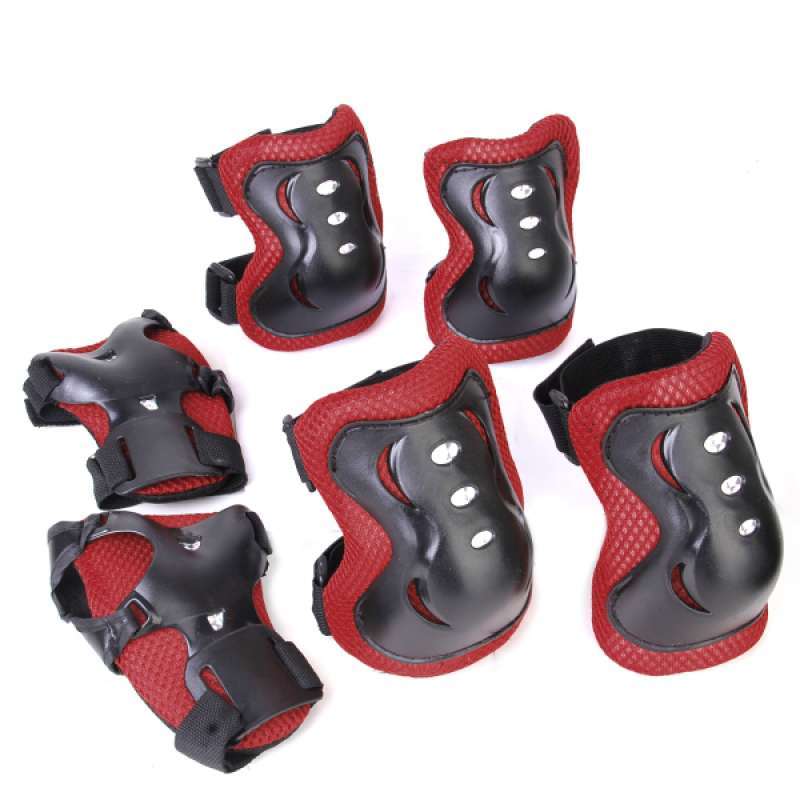 1Set 6pcs Red And Black Knee Elbow Wrist Support Protection Safeguard Durable Safety Protective Gear Pads Set For Unisex Adult Skateboard Cycling Roller Skating Extreme Outdoor Sports Use 