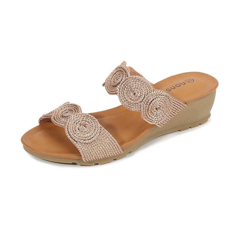 Jual Ielgy Wedge Heel Women S Sandals Gold Silk Fashion 5 Cm Online November 2020 Blibli