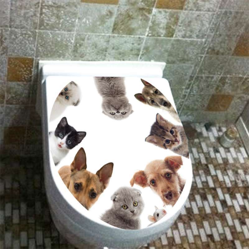 2pcs 3d toilet bathroom decor pvc art decals removable sticker seat stickers