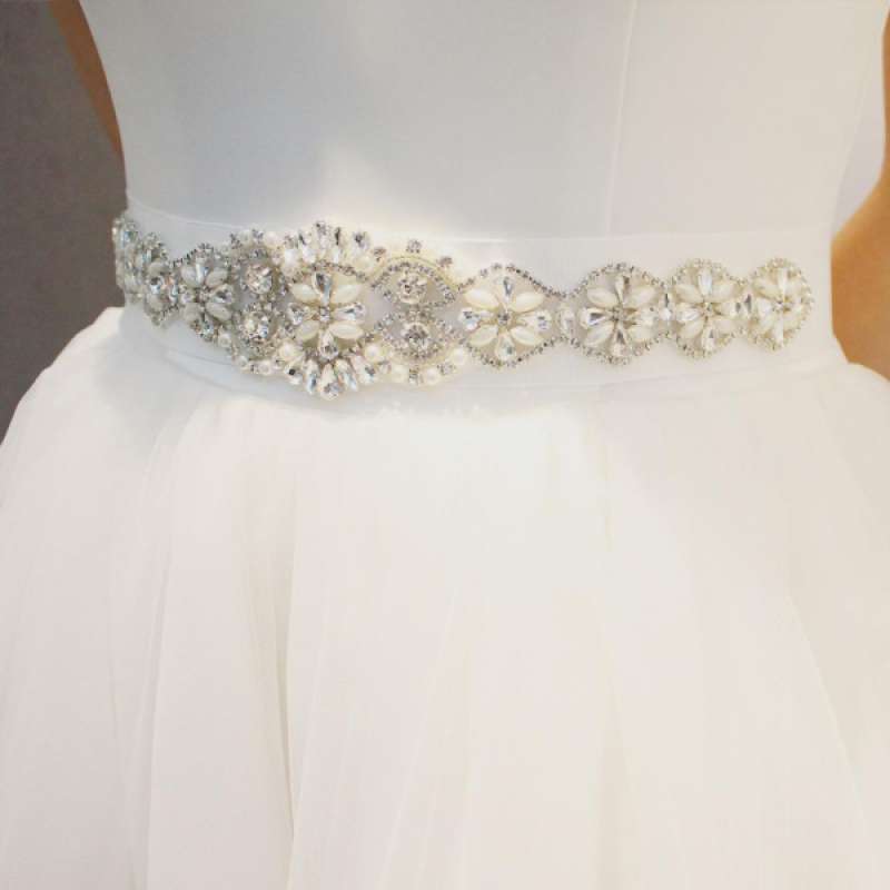 Promo Women Crystal Bridal Sashes Dress 