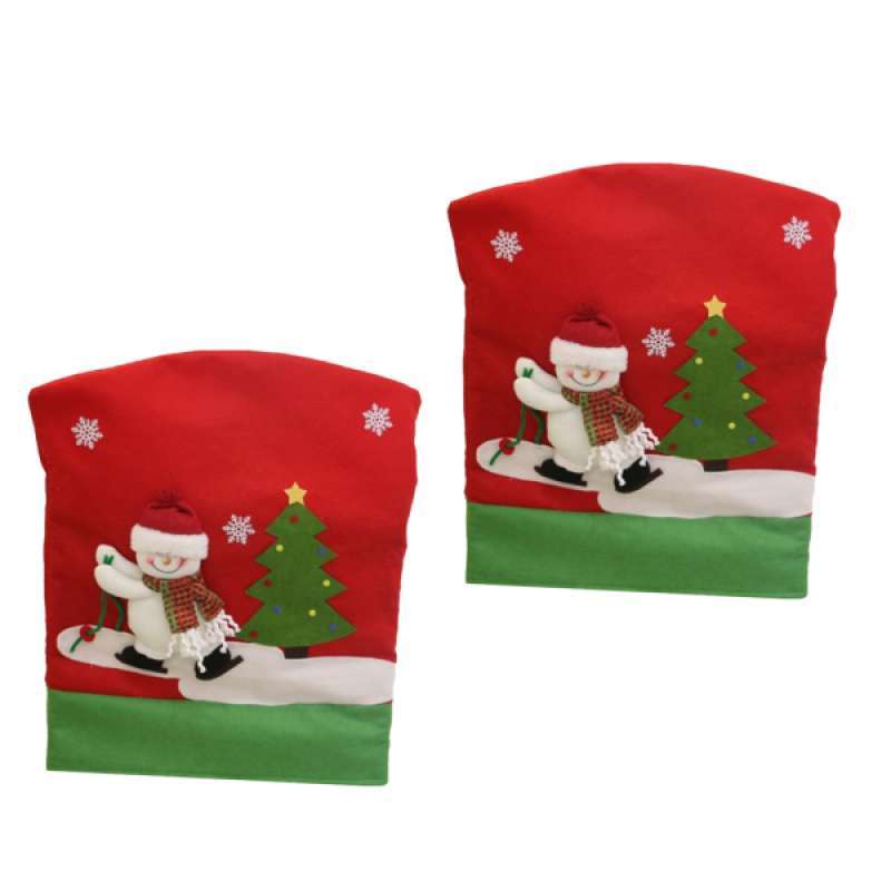 2x Christmas Snowman Chair Back Cover Dinner Table Party Decoration Gift 