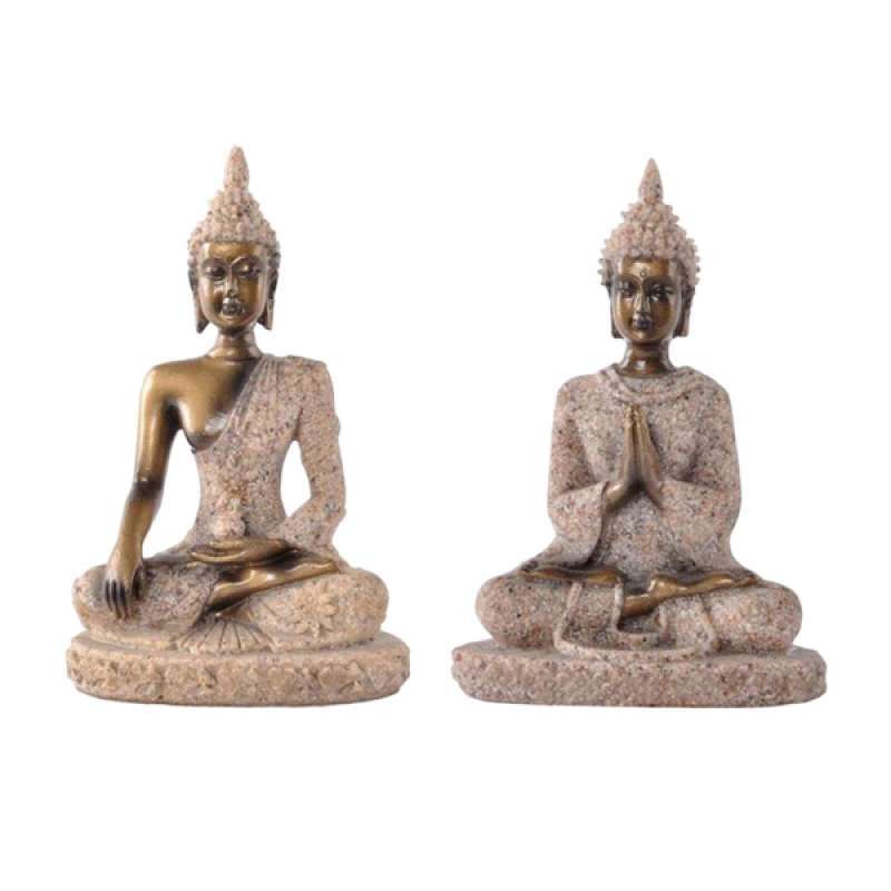 HAPPY SITTING BUDDHA STATUE SCULPTURE HAPPY HOME DECOR *Silver & Black* NIB 