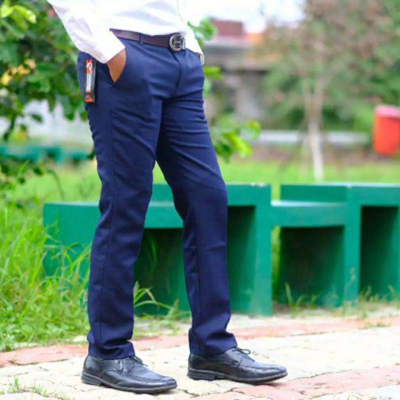 Jual Celana Formal Pria Slimfit Navy Murah Mei 2021 Blibli