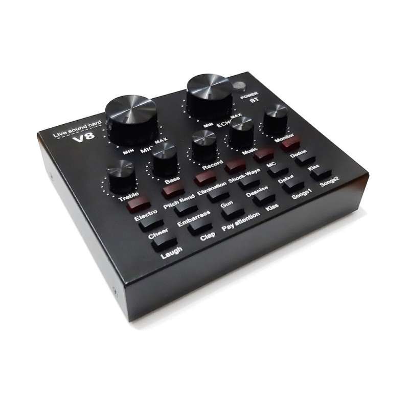 Soundcard V8 USB Audio Eksternal Sound Card Bluetooth Rechargeable