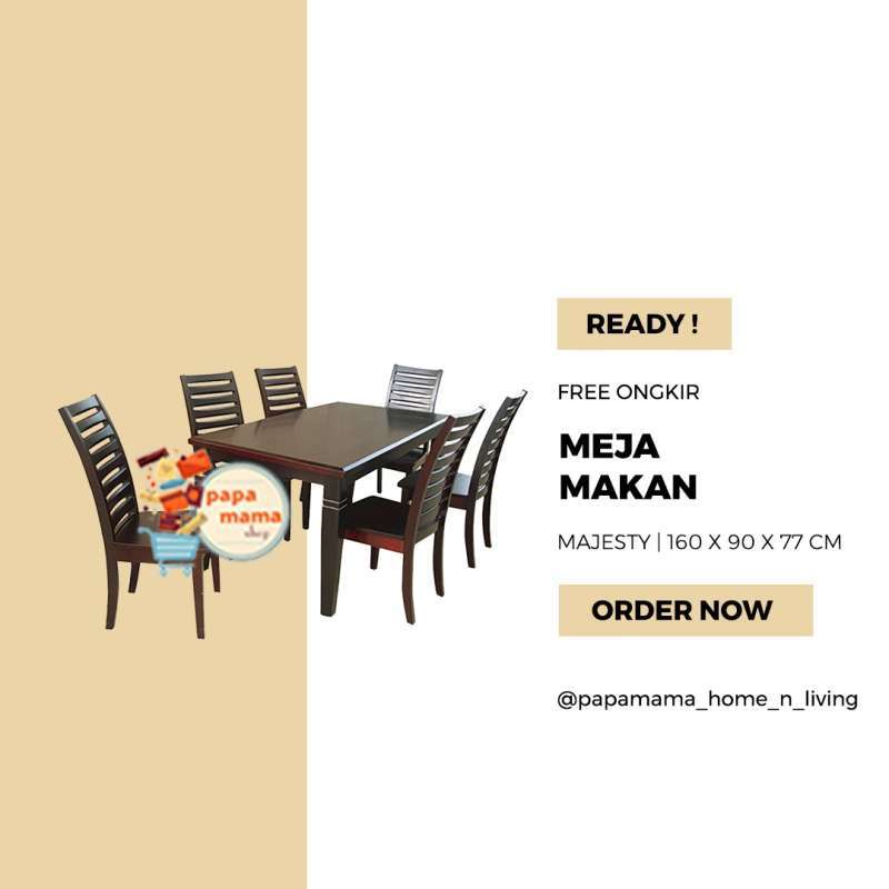 Jual Meja Makan Keluarga Dining Set Majesty Murah Kayu Solid Medan Online April 2021 Blibli