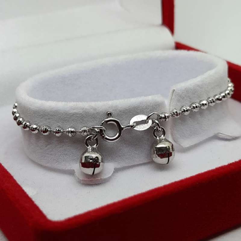 Gelang Exclusive Perak Silver 925 OR Lapis Emas Putih Model Biji Lada