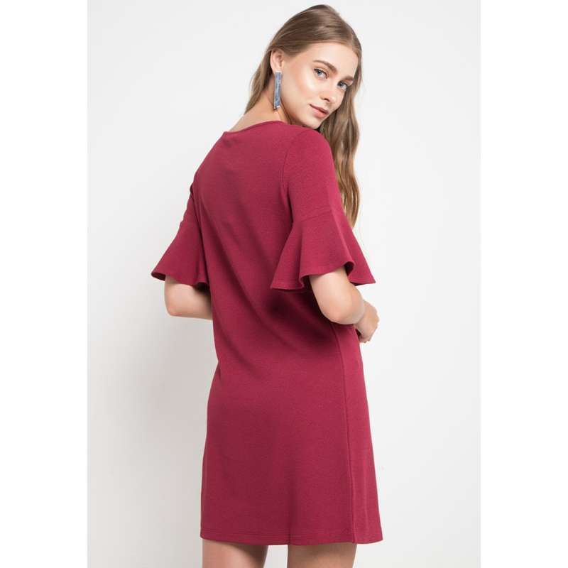 bell sleeve dress red