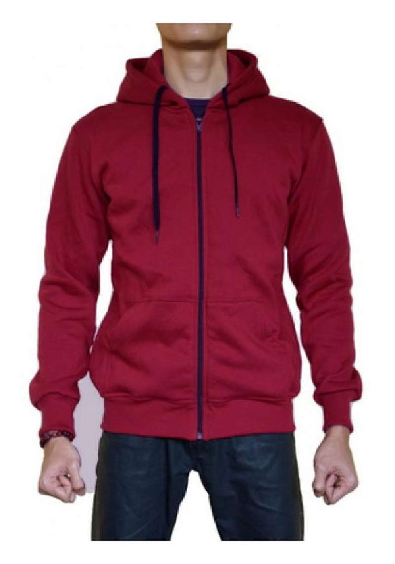 Jual XXL Jaket Sweater Polos Hoodie Zipper Merah Marun Unisex di