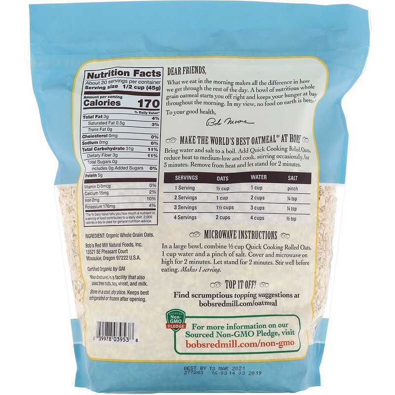 Jual Organic Quick Cooking Rolled Oat 907 gr - Bobs Red Mill ...