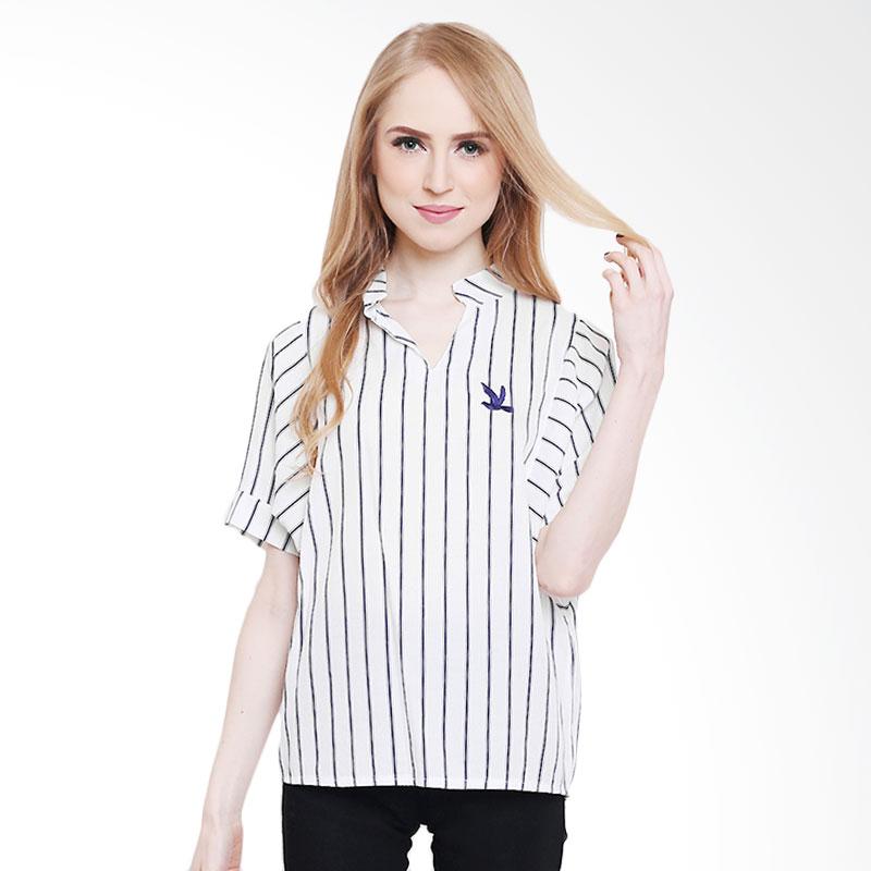 Cocolyn Stripe Pigeon Top - Navy