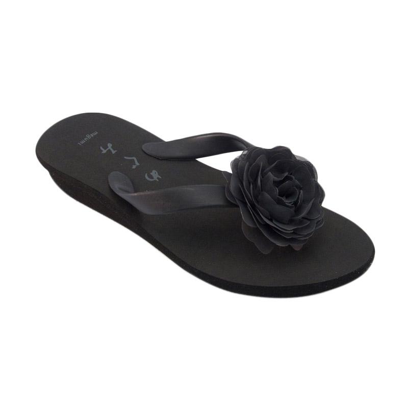 Megumi Rose Sandal Flats Wanita - Black