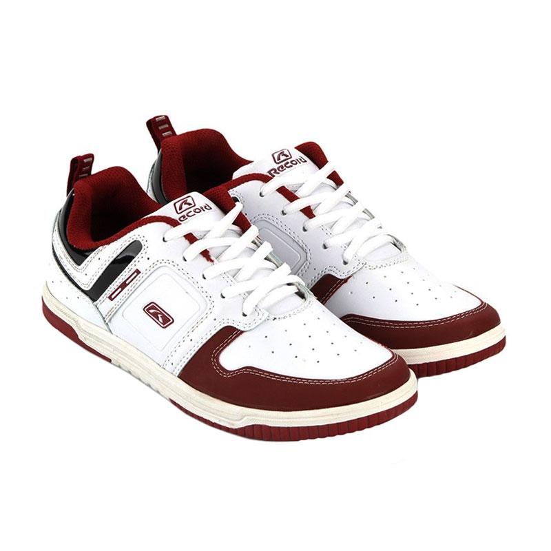 RecordShoes White Burgundy Sneaker Shoes