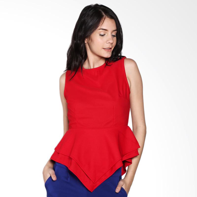 Eudaska Triangle Cut Out Blouse - Red