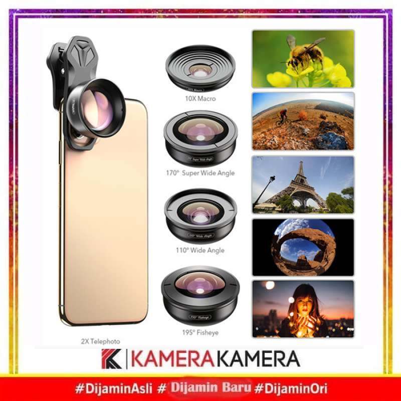 KameraKamera APEXEL APL-HB5 4K HD Mobile Phone 5-in-1 Camera Lens Kit