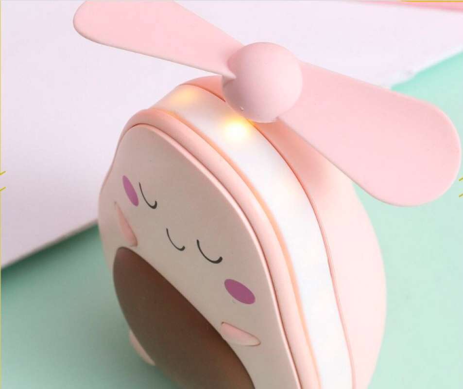 kipas cermin makeup led 3in1 karakter mini fan led mirror usb charger cermin make up portabl one k36