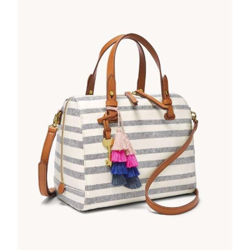 Fossil rachel satchel blue stripe discount
