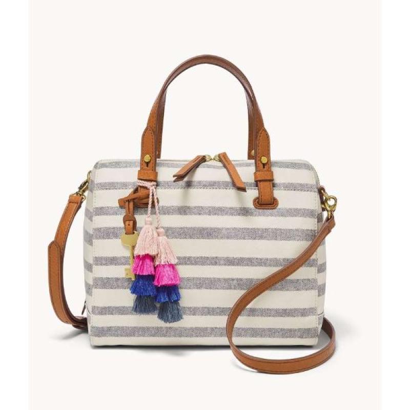 Fossil rachel satchel blue stripe deals