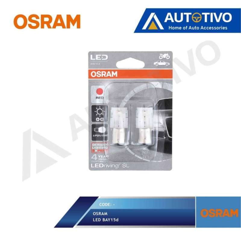 osram led driving basic s25 p21 5w red light bay15d lampu rem