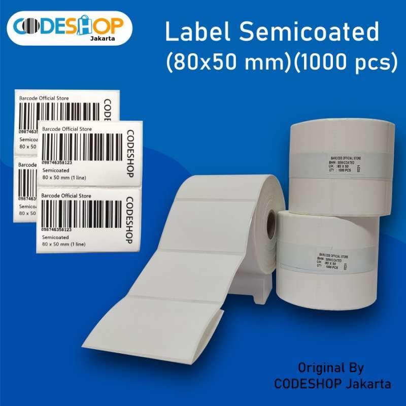 Jual LABEL BARCODE 80 X 50 (1 LINE) KERTAS STICKER LABEL ...