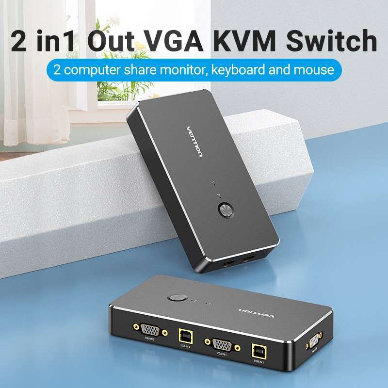 vention kvm switch vga usb printer sharing keyboard mouse pc dbe 2 port vga