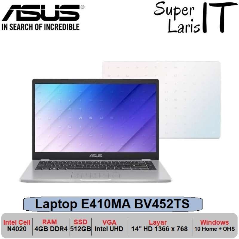 Jual Laptop Asus E410ma Bv452ts N4020 4gb 512gb 14inch W10 Ohs Resmi Murah Mei 2021 