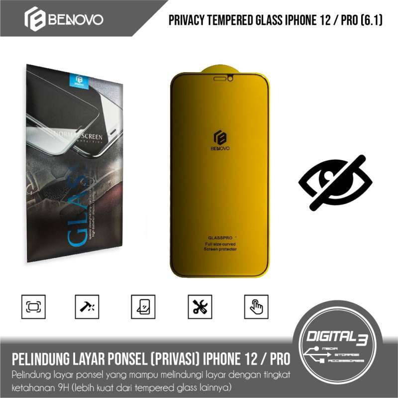 Promo Benovo Privacy Tempered Glass iPhone 12 12 Pro Screen