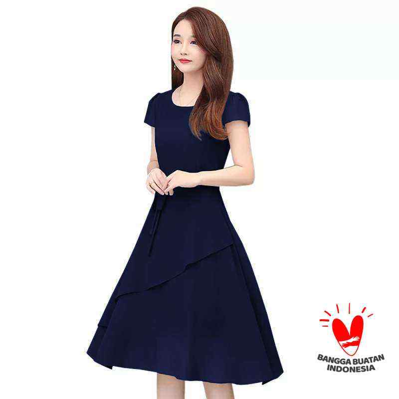 Okechuku GAYANTRI Dress Wanita Sifon Lengan Pendek Gaya Korea Model Terbaru