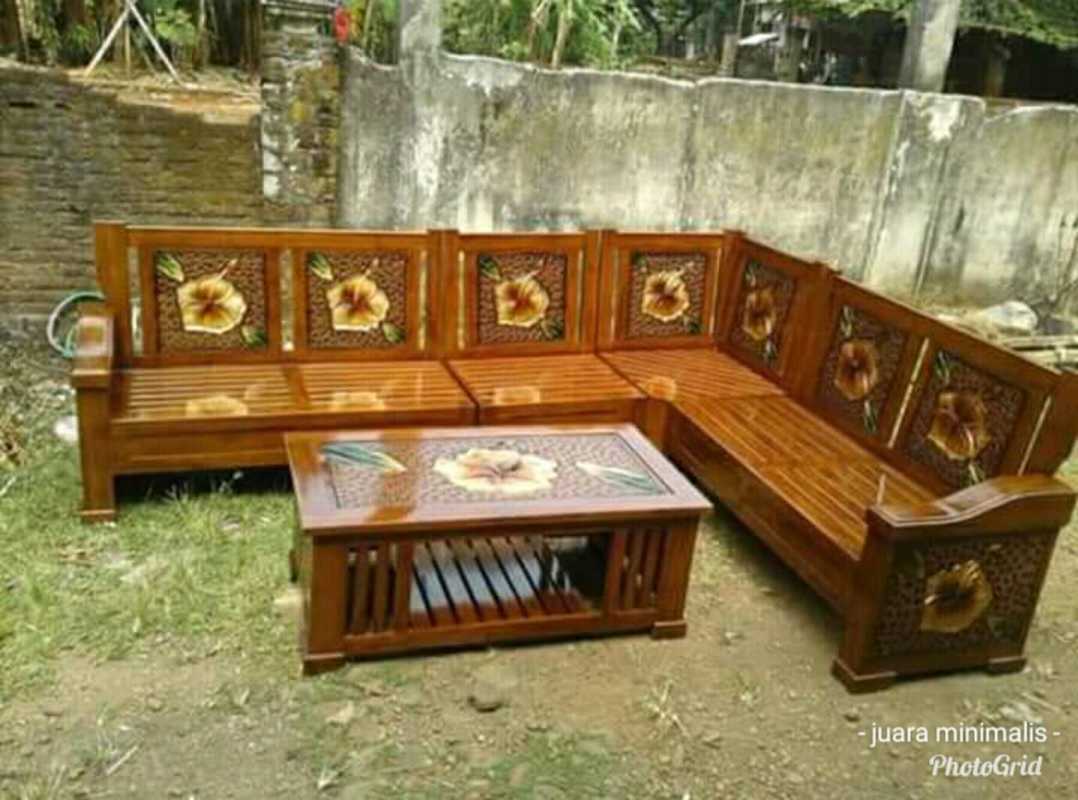 kursi tamu kayu jati / kursi tamu minimalis termurah / kursi sudut / kursi  l terbaru
