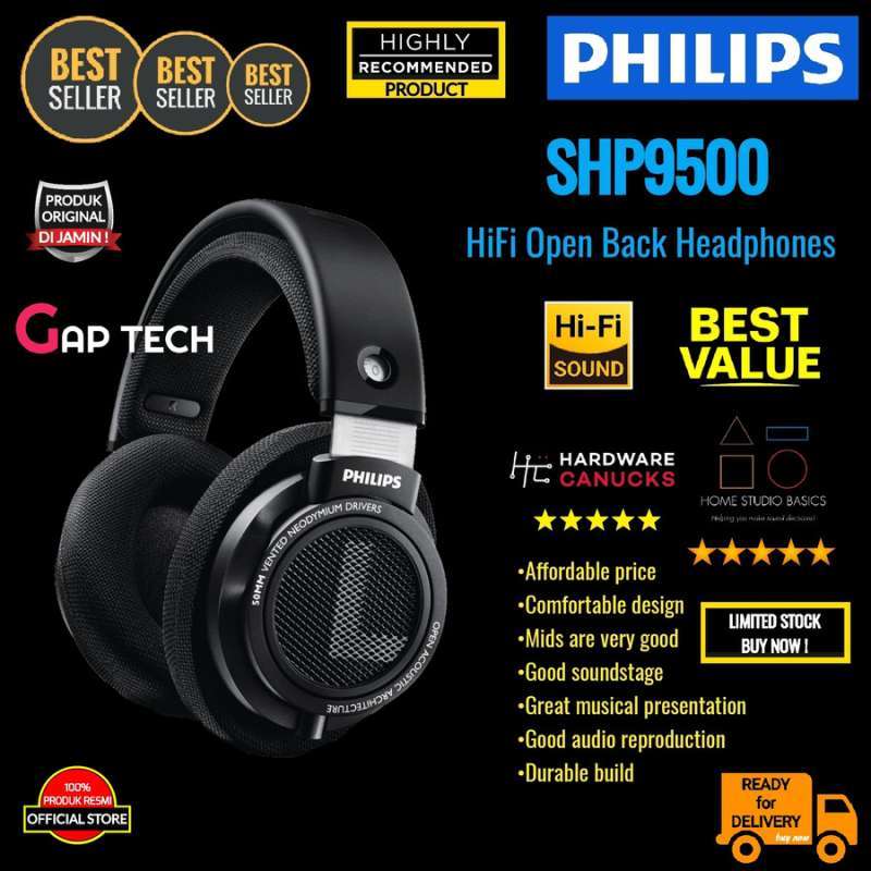 Philips SHP9500 Hi Fi Open Back Stereo Over Ear Headphones Original Garansi Resmi Philips 1 Tahun
