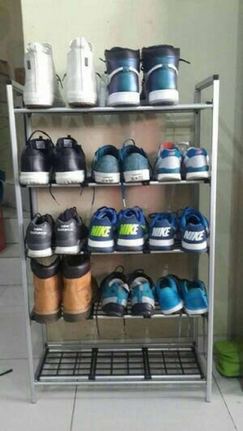 rak sepatu aluminium 5 susun