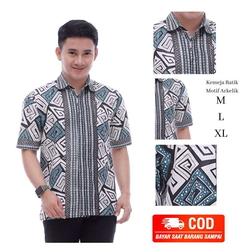 Jual Baju Batik Pria Lengan Pendek Terbaru Bermotif Arkelik Warna Hijau Muda M L Xl Murah Mei 2021 Blibli